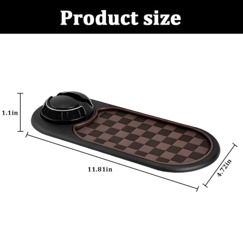 Car Dash Anti-Slip Pad, 3-in-1 Rotatable Dash Non-Slip Mat with Phone Holder & Temporary Parking Number, Multifunctional Dashboard Grip Mat for Key Gadgets, Universal Fit (Brown/Black) - color: Brown/Black