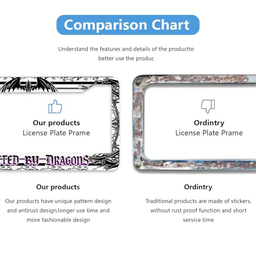 Gothic Dragon License Plate Frame Fantasy Protective Guard Personalise Stainless Steel Funny Design Compatible with Standard License Plate Holder for USA and Canada 6.3 x 12.2 in - color: Gothic Dragon, size: 6.3 X 12.2 In-1PC