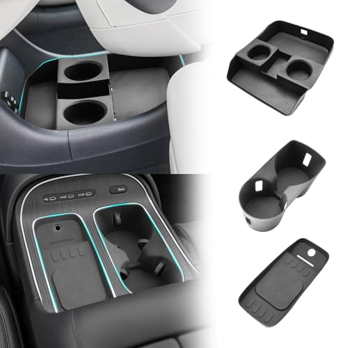 SHAOHAO 3 Pcs for 2026 Hyundai Palisade Lower Organizer for 2026 Hyundai Palisade Accessories Under Console Organizer & Cup Holder & Charging Mat 2026 Palisade LX3 Buttom Insert Box (Only for 7-Seat) - color: 3 Pcs - 2026 Palisade