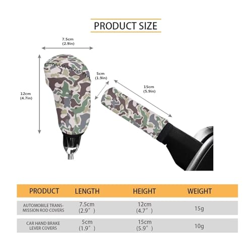 Handbrake and Gear Shift Knob Cover 2 Piece Automobile Hand Brake Cover Car Interior Accessories - color: Brown Duck Camo