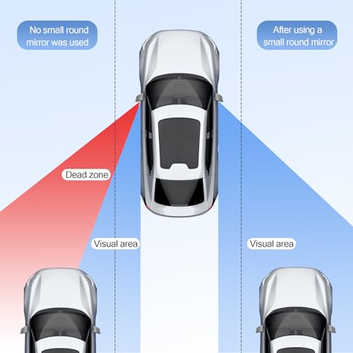 2 PCS Car Blind Spot Mirror, Convex Round Vehicle Reversing Rear View Mirror, 360 Degree Frameless Design, Universal Adjustable Reflective Mirror for Most Cars (White)