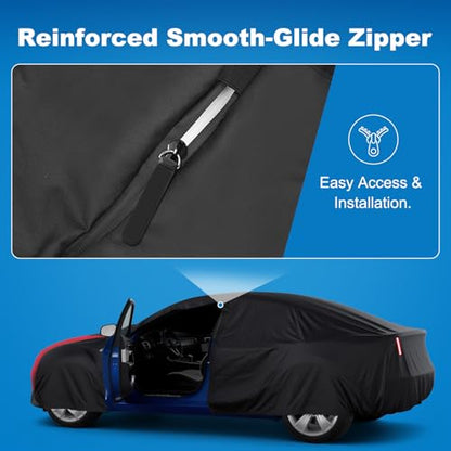 QUNSUNUS 6 Layer Car Cover for Mercedes Benz E-Class Sedan 2006-2025 Waterproof All Weather 420D Windproof for Mercedes Benz E 350 Car Cover Hail Protection with Zipper - color: for Benz E-Class Car Cover