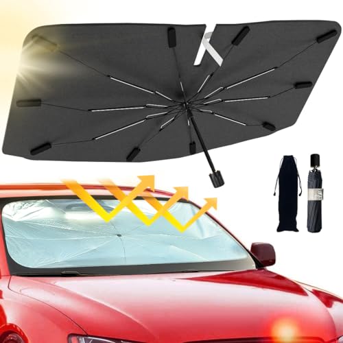 2026 Windshield Sun Shade Umbrella, Foldable Car Umbrella Sunshade with UV Block Car Front Window (Heat Insulation Protection) for Auto Windshield Covers Blackout Trucks Cars (Large) - size: Large