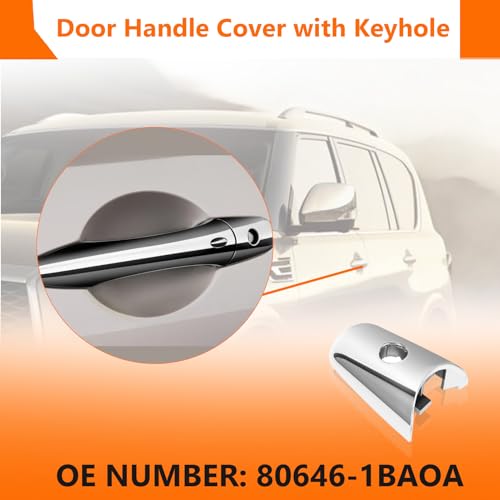 KIMISS Exterior Door Handle Chrome Cover 80646‑1BA0A for Infiniti QX60 QX70 QX80 EX35 FX35 FX50 QX50 QX56, Key Hole Trim Chrome Front Left Outside Handle Lock Cylinder Cap Escutcheon