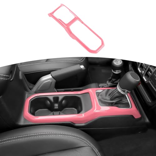 RT-TCZ for Jeep JL Gear Shift Cup Holder Panel Trim Cover for Jeep Wrangler JL JLU 2018 up for Gladiator JT 2020 up Pink Interior Accessories - color: Pink
