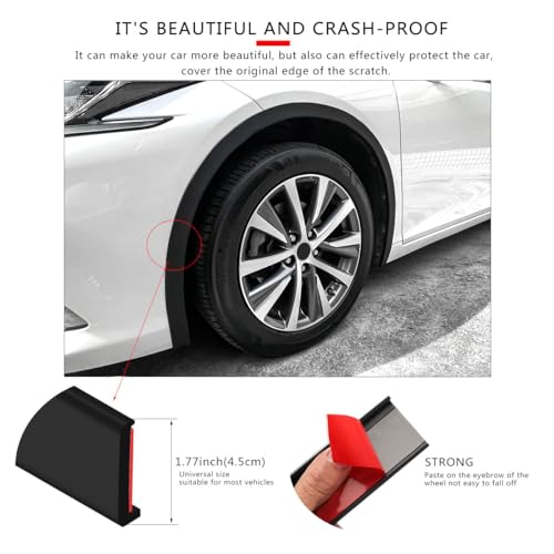 XmuxHai (4.5CM)*20FT Car Wheel Eyebrow Arch Trim Lips Strip Fender Flare Protector Universal Rubber Wheel Eyebrow Protector for Car and Truck Fender Flare Edge Trim(4.5CM)