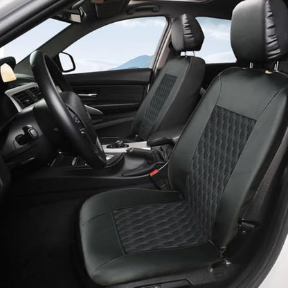 Mandark 4PCS Car Seat Cover, PU Leather Vehicle Seat Protector Full Sets, Waterproof Automotive Front Seats and Rear Bench Protection Guard Accessories, Universal for SUV, Truck, RV (Black) - color: Black