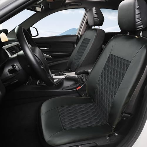 Mandark 4PCS Car Seat Cover, PU Leather Vehicle Seat Protector Full Sets, Waterproof Automotive Front Seats and Rear Bench Protection Guard Accessories, Universal for SUV, Truck, RV (Black) - color: Black