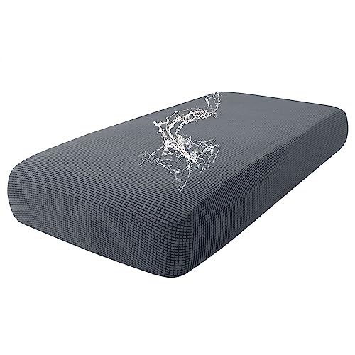 hyha Waterproof Couch Cushion Covers for Pets, Non Slip Sofa Seat Cover for Dogs Washable, Soft Thick Stretch Jacquard Fabric, Sofa Slipcovers with Elastic Bottom (1 Piece for Medium, Grey) - color: Grey, size: Medium