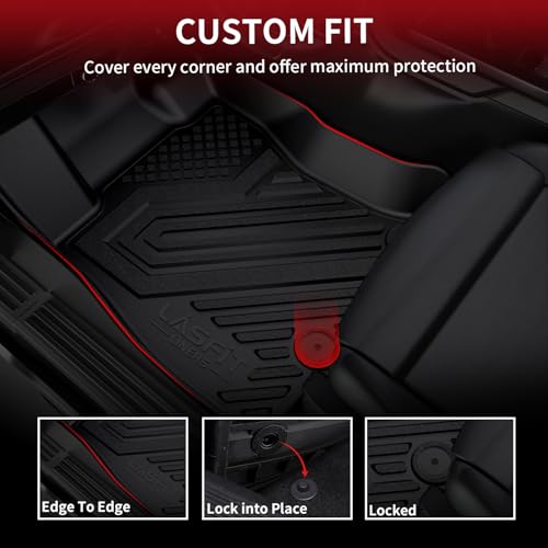 LASFIT Floor Mats for Ram 1500 Crew Cab 2025 2026 with Rear Under-Seat Factory Storage Bucket Seat, All Weather TPE Custom Fit Car Mats Floor Liners 1st & 2nd Row, Black - style: 1) 1500 | 2025-2026 |Crew Cab with Storage Floor Mats