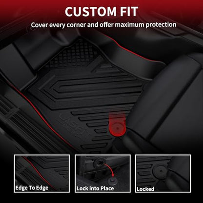 LASFIT Floor Mats for Ram 1500 Crew Cab 2025 2026 with Rear Under-Seat Factory Storage Bucket Seat, All Weather TPE Custom Fit Car Mats Floor Liners 1st & 2nd Row, Black - style: 1) 1500 | 2025-2026 |Crew Cab with Storage Floor Mats