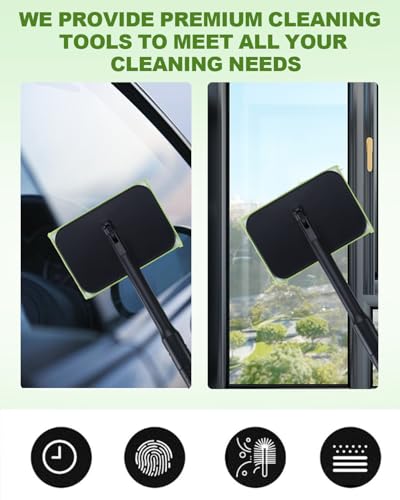 5PACK Microfiber Pads 6 * 4inch Replacement Heads Cover for Pivot Windshield Cleaner Tool, Car Windshield Cleaner Tool Pads, Washable Reusable Triangle Heads (Green), Handle Not Included