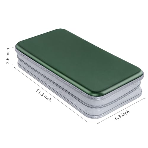 CD Case, Siveit DVD Case Holder 96 Capacity Hard Plastic CD DVD Disc Cases Storage Binder Wallet for Car Home Office Travel (Dark Green) - color: Dark Green