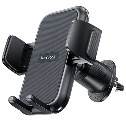 Lamicall 2026 Wider Clamp & Metal Hook Car Phone Holder Vent [Thick Cases Friendly] Phone Holders for Your Car Mount Automobile Hands Free Cradle Air Vent for iPhone 17 16 15 Pro Max Dark Grey - color: NEW Upgraded - Dark Grey