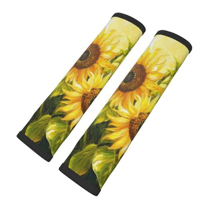 Seat Belt Cover Pads Sunflowers Oil Painting Car Seat Belt Covers for Women Men Adults Kids Soft Comfortable Auto Seatbelt Cushion Shoulder Strap Pad Handle Wraps, 1 Pair - color: Sunflowers Oil Painting