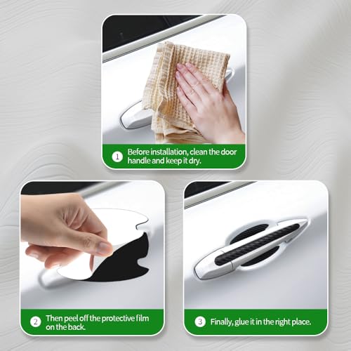 8PCS Carbon Fiber Anti Scratch Stickers - Universal Car Door Handle Paint Guard Cover, Door Handle Cup Protective Film for Most Vehicles - color: Black