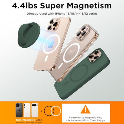 Magnetic Phone Grip Ring Holder, Liquid Silicone Magnet Cell Phone Grip Finger Loop, Compatible with Magsafe, Back of Phone for iPhone 17/16/15/14/13/12 Series, Alpine Green - color: Alpine Green