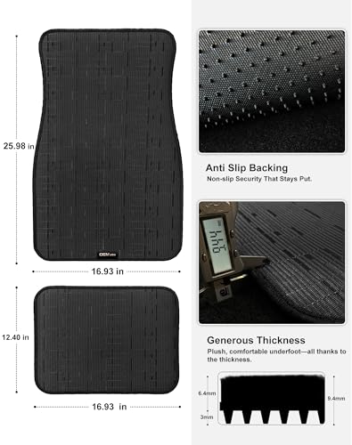 Ultra Durable Car Floor Mats, Premium PVC Coil All-Weather Automotive Floor Mats, Universal Fit with Anti-Slip Nibbs Backing, Waterproof | Wear Resistant | Flame Retardant, Black 4PCS - color: Black