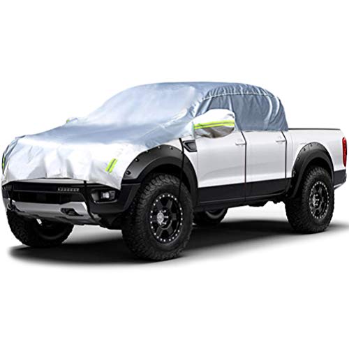 Half Car Cover All Weather Car Body Cover Sunshade Cover Snow Cover Waterproof Snowproof Universal 210D Oxford Fabric (Fit Small/Medium Size Pickup (Crew Cab)) - size: Pickup (Crew Cab)