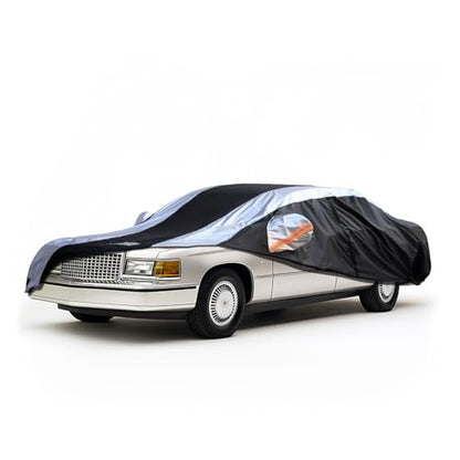 Deville Car Cover Waterproof All Weather with Silver Strip Design, Custom Fit for Deville 1994–2006, Deville Accessory with Door Zipper & Windproof Straps - size: Custom Fit Cadillac Deville
