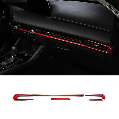 Car Accessories Fit for 2019 2020 2021 2022 2023 2024 2025 Mazda 3 Axela Inner Dashboard Center Console AC Air Vent Outlet Cover Trim (Red) ABS 4 PCS - color: Red