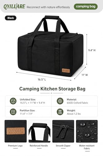 Camping Storage Bag, 28L Heavy Duty Gear Organizer for Car Trunk, Travel, Tailgating & Overlanding, Outdoor Camping Cookware Organizer