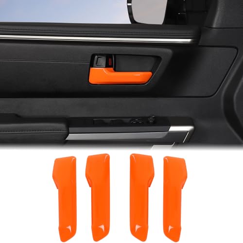 Aunginsy Inner Door Handle Protector Cover Compatible with Toyota Tundra/Sequoia 2022-2025 Tacoma 2024+ & 4Runner 2025+ Car Front Rear Door Handle Panel Trim Frame Decorative ABS Interior Accessories - color: Orange