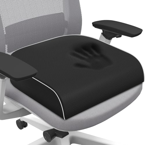 SweetSlubr Seat Cushion for Tailbone Pain Relief, Office Chair Cushion, Memory Foam Large Cushion with Non-Slip Cover for Soft Support at Office Chair, Car Seat, Airplane, Floor Pillow, Black/Large - color: Black, size: Large