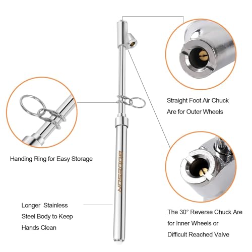 GODESON Dual Head Tire Pressure Gauge,Heavy Duty Pen Tire Gauge Range 10-150PSI; 1-10Bar,Dual Head Truck Air Pressure Gauge (Pack of 12)… - size: 12pack