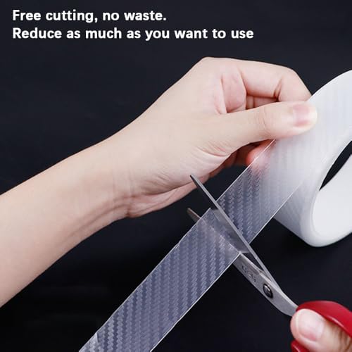 Car Door Edge Trim,Universal Door Sill Protector,Transparent Carbon Fiber Front/Rear Bumper Guard,Automotive Scratch Cover Strip Sticker(1.97" x33FT,White Carbon Fiber) - color: White Carbon Fiber-1.97"x33ft
