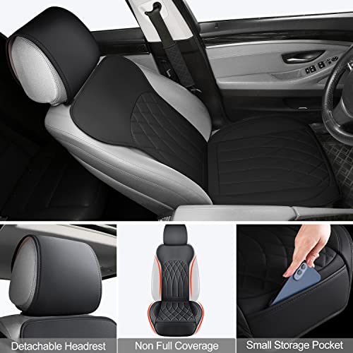 1 Pack Leather Front Car Seat Cover, Universal Sideless Car Seat Protector with Storage Pocket and Seat Belt Pad, Waterproof Automotive Seat Cover Cars Trucks SUV(Black) - color: front 1pcs black