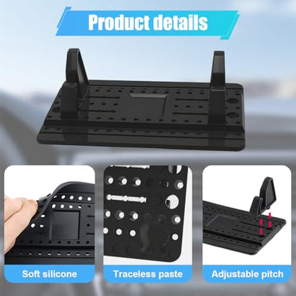 Cell Phone Holder for Car Dashboard - Adjustable Silicone Phone Mount Car Pad Mat - Universal Anti-Slip Vehicle GPS Mounting Mat Cellphone Stand for Smartphones Navigation