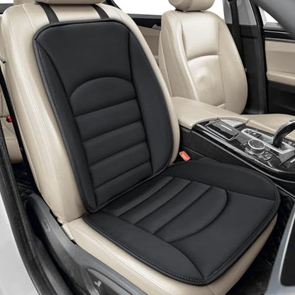 BOPUOVRE Memory Foam Car Seat Cushion with Breathable Fabric & Non-Slip Gel, Universal Fit for Car Truck Office Home 19.6x18x1.2 Black with Backrest - size: Base + Backrest