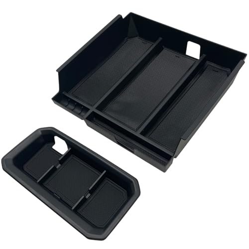 Compatible with Toyota Tundra Accessories Center Console Tray Organizer for Tundra 2022 2023 2024 2025 Insert ABS Armrest Box Secondary Storage (2022+ Black) - color: 2022+ black set