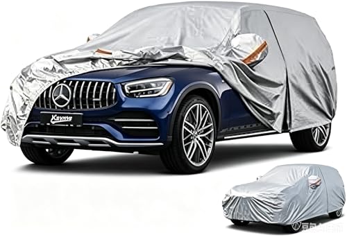 Kayme 6 Layers SUV Car Cover Waterproof All Weather for Automobiles, Outdoor Full Size Cover Rain Sun UV Protection with Zipper Cotton, Universal Fit for SUV Jeep (182-190 inch) - color: Aluminum-Silver, size: A5 Fit Suv Jeep-Length (182" To 190")