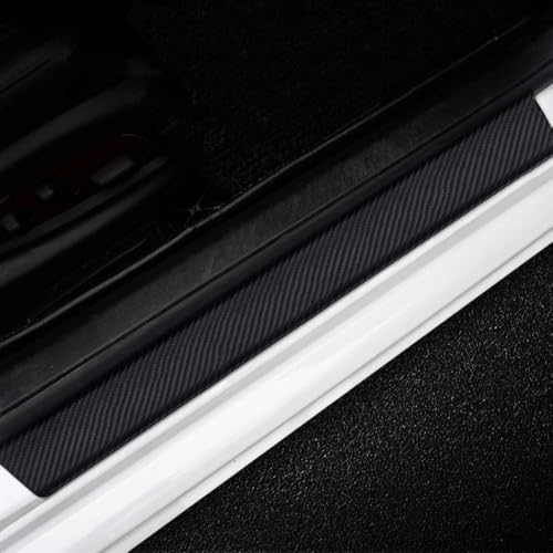 LEXLEY For Ford 2022-2026 Maverick Carbon Fiber Style Leather Door Sill Scuff Plate Cover 4PCS-With SLIVER "MAVERICK" LOGO - size: With "MAVERICK" LOGO