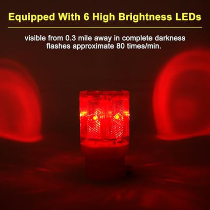Aolyty LED Solar Strobe Warning Light Flashing Construction Safety Road Barricade Traffic Automatic Vehicle Signal Beacon Lamp Waterproof Automatically Turn on (Red) - color: Red