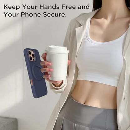 Magnetic Phone Grip Ring Holder, Liquid Silicone Magnet Cell Phone Grip Finger Loop, Compatible with Magsafe, Back of Phone for iPhone 17/16/15/14/13/12 Series, Midnight Blue - color: Midnight Blue