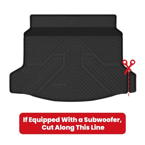 LASFIT Trunk Mat for Honda Civic Hatchback 2022-2026 & Civic Hatchback Hybrid 2025-2026, All Weather TPE Custom Fit Trunk Liner Cargo Mat Cargo Liner with Subwoofer, Black - style: 1）For Honda Civic Hatchback | 2022-2026 | Trunk Mat