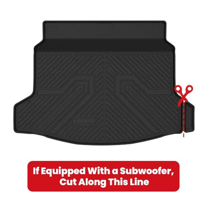 LASFIT Trunk Mat for Honda Civic Hatchback 2022-2026 & Civic Hatchback Hybrid 2025-2026, All Weather TPE Custom Fit Trunk Liner Cargo Mat Cargo Liner with Subwoofer, Black - style: 1）For Honda Civic Hatchback | 2022-2026 | Trunk Mat