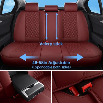 Car Seat Covers Front Seats Burgundy, Luxury Faux Leather Women Waterproof Non-Slip Seat Protector Universal Fit for Most Cars SUVs Trucks Pick-ups Car Accessories Interio(Wine Red-Front Seats) - color: Wine Red-Front Seats