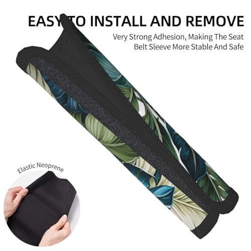Seat Belt Cover Pad Tropical Palm Leaves Pattern Soft Safety Car Automotive Seat Belt Pads Cushion Shoulder Strap Covers for Cars or Bags, 2 Pcs - color: Tropical Palm Leaves Pattern