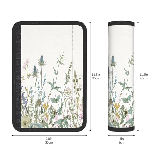 Seat Belt Cover Pad Wildflowers Leaves Soft Safety Car Automotive Seat Belt Pads Cushion Shoulder Strap Covers for Cars or Bags, 2 Pcs - color: Wildflowers Leaves