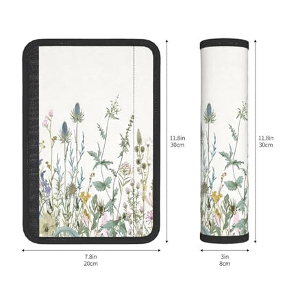 Seat Belt Cover Pad Wildflowers Leaves Soft Safety Car Automotive Seat Belt Pads Cushion Shoulder Strap Covers for Cars or Bags, 2 Pcs - color: Wildflowers Leaves