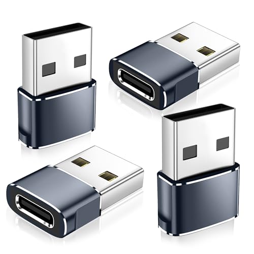 𝟒𝐏𝐚𝐜𝐤 𝐔𝐩𝐠𝐫𝐚𝐝𝐞𝐝 USB to USB C Adapter,Type-C Female to A Male Car Charger OTG Converter for Apple Watch Ultra 8 9 10,iPhone 16 15 14 13 Pro Max,Samsung S24,Nintendo Switch,AirPods,iPad,Car - color: Midnight