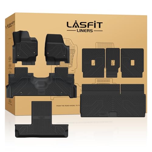 LASFIT Floor Mat&Cargo Backrest Mat for Fit 7 Seats 2025 2026 Ford Expedition Standard,Easy Clean 100% TPE All Weather TPE Custom Fit for SUV Car Liners, 1st& 2nd& 3rd& Cargo Liner, Black 5pcs - style: 7) Expedition Standard 7-Seat| 25-26 | Combo Set