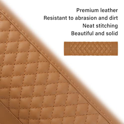 2PCS Car Seat Belt Cover Pad,Soft Leather Seatbelt Covers Breathable Seatbelt Cushion with Plaid Design,All Seasons Universal Car Interior Accessories Seat Belt Cover for Kids & Adults (Brown) - color: Brown