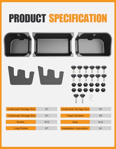 KINGGERI Under Seat Storage Boxes Compatible with 2015-2026 Ford F-150 F150 SuperCrew Cab, 2017-2026 Ford F-250 F-350 F-450 F-550 Super Duty, Upgraded Rear Under Back Seat Cargo Tool Box Organizer - size: 15-26 Ford F150 & 17-26 F250 F350 F450 F550