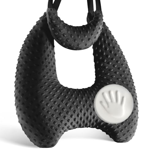 Memory Foam Kids Travel Pillow, Car Pillow for Kids, H-Shape Car Pillows for Sleeping, Removable Pillowcase, Adjustable, Velvet Dots, Black - color: Velvet Dots Black