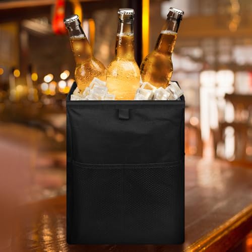 Homelove Hanging Car Trash Can with 4 Storage Pockets, Waterproof Leakproof Oxford Auto Garbage Bag, Adjustable Garbage Bag, Foldable Car Trash Bin Fit for Truck, SUV, Home, Office - color: Black-B